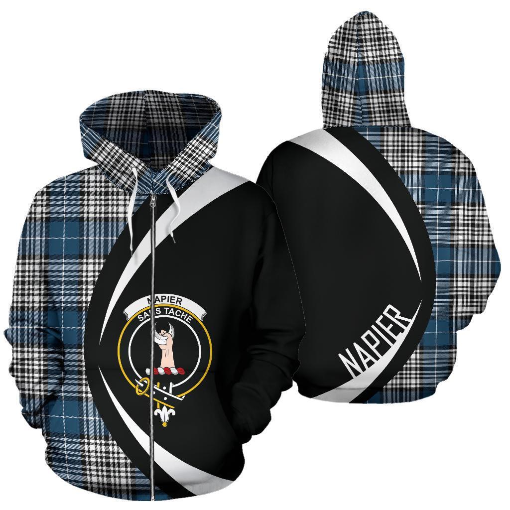 Napier Modern Tartan Crest Zipper Hoodie - Circle Style