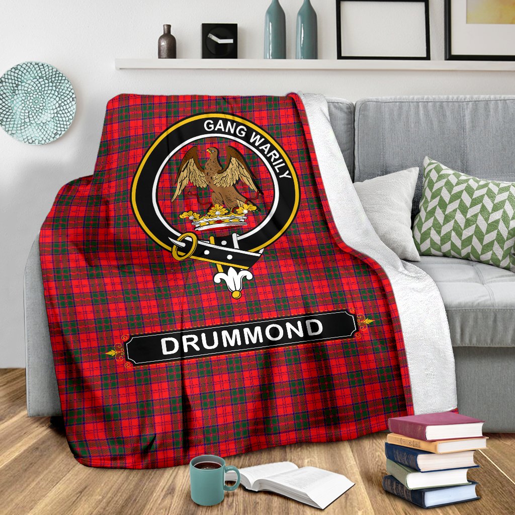 Drummond Family Tartan Crest Blanket - 3 Sizes