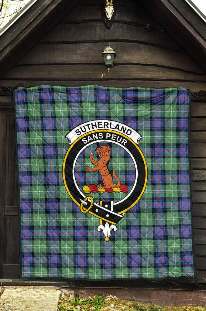 Sutherland Old Ancient Tartan Crest Quilt