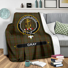 Gray Family Tartan Crest Blanket - 3 Sizes