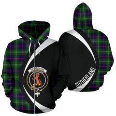 Sutherland Modern Tartan Crest Zipper Hoodie - Circle Style