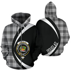 Douglas Grey Modern Tartan Crest Zipper Hoodie - Circle Style