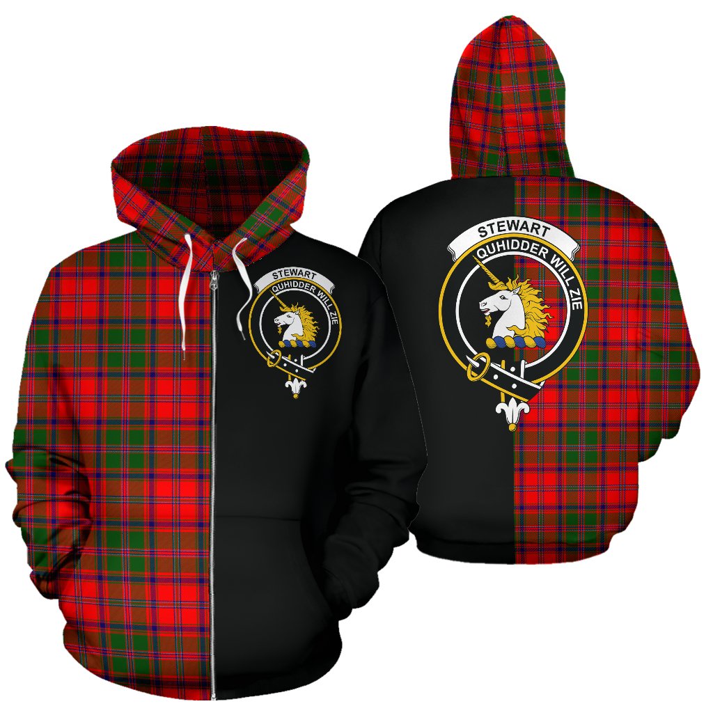 Stewart of Appin Modern Tartan Crest Zipper Hoodie - Half Of Me Style