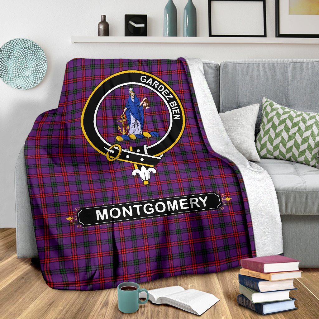 Montgomery Family Tartan Crest Blanket - 3 Sizes