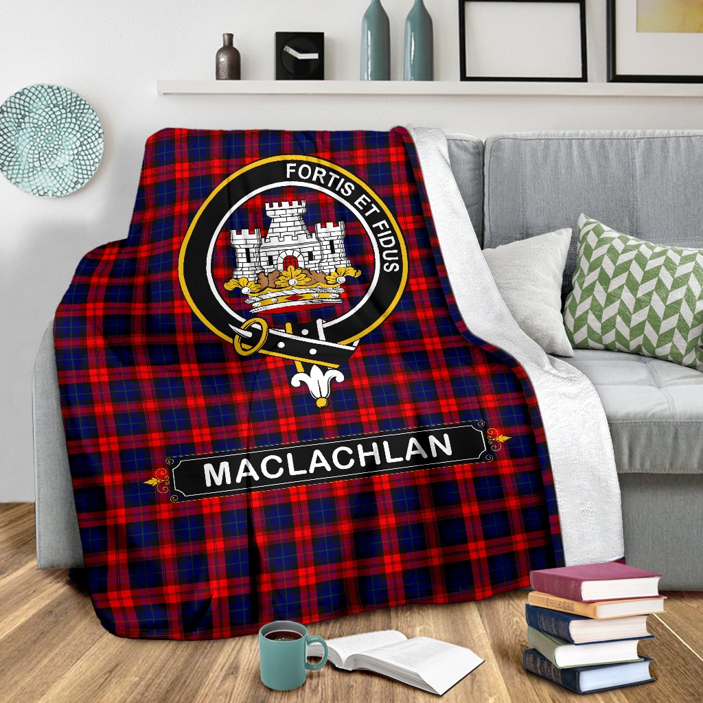 MacLachlan Family Tartan Crest Blanket - 3 Sizes