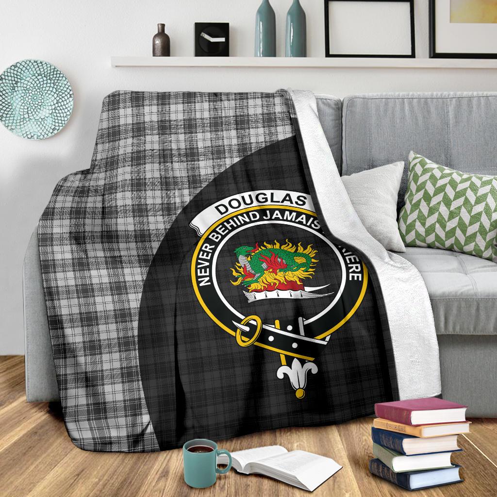 Douglas Grey Modern Tartan Crest Blanket Wave Style