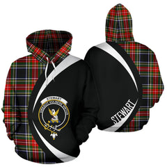 Stewart Black Tartan Crest Hoodie - Circle Style