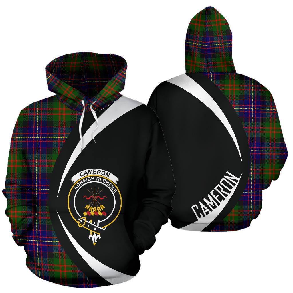 Cameron of Erracht Modern Tartan Crest Hoodie - Circle Style