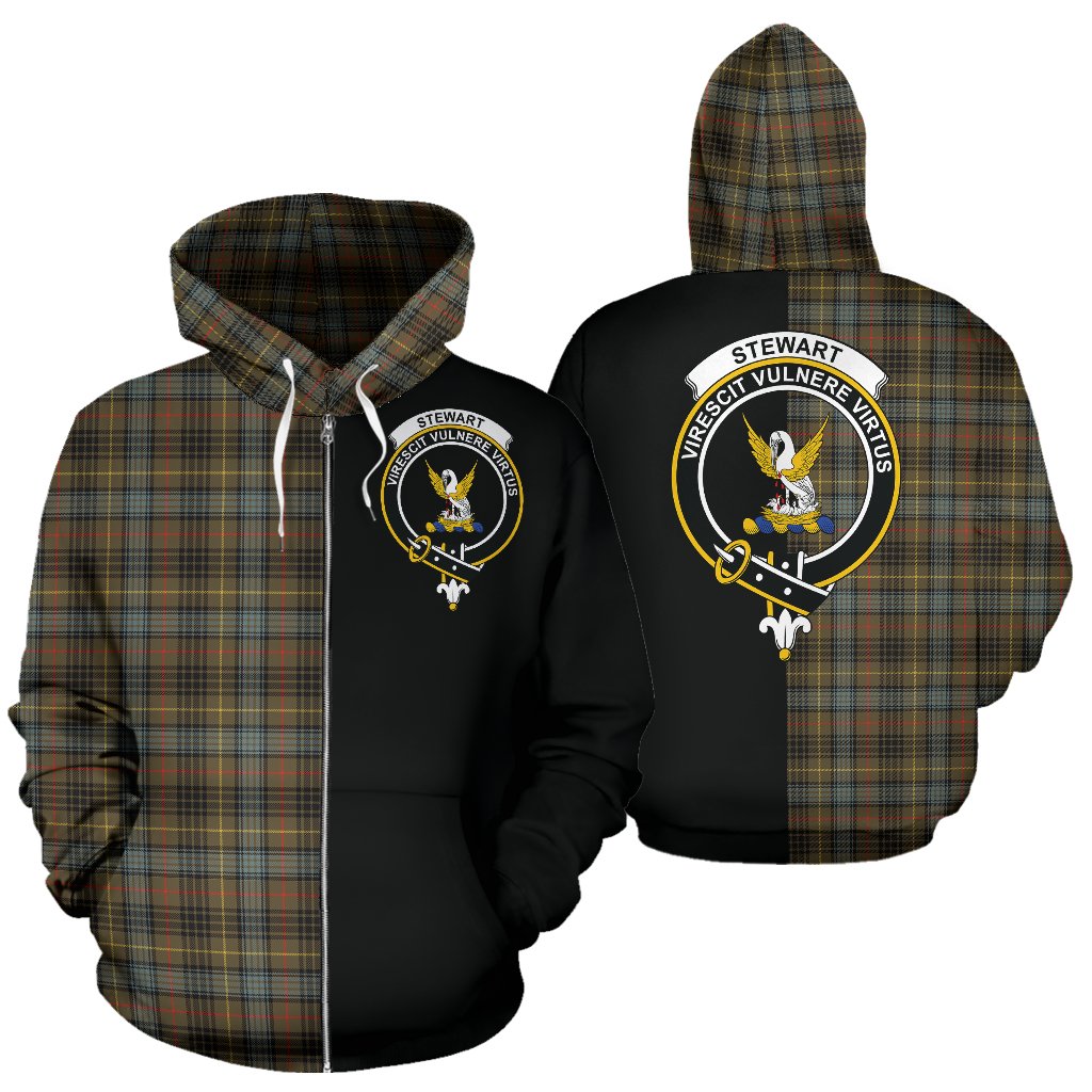 Stewart Hunting Weathered Tartan Crest Zipper  Hoodie - Half Of Me Style