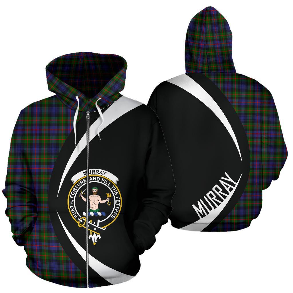 Murray of Atholl Modern Tartan Crest Zipper Hoodie - Circle Style