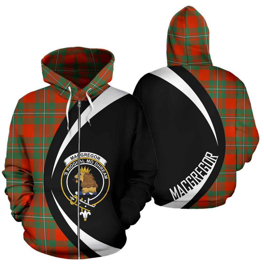 MacGregor Ancient Tartan Crest Zipper Hoodie - Circle Style