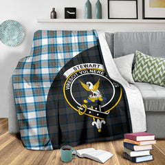 Stewart Muted Blue Tartan Crest Blanket - 3 Sizes