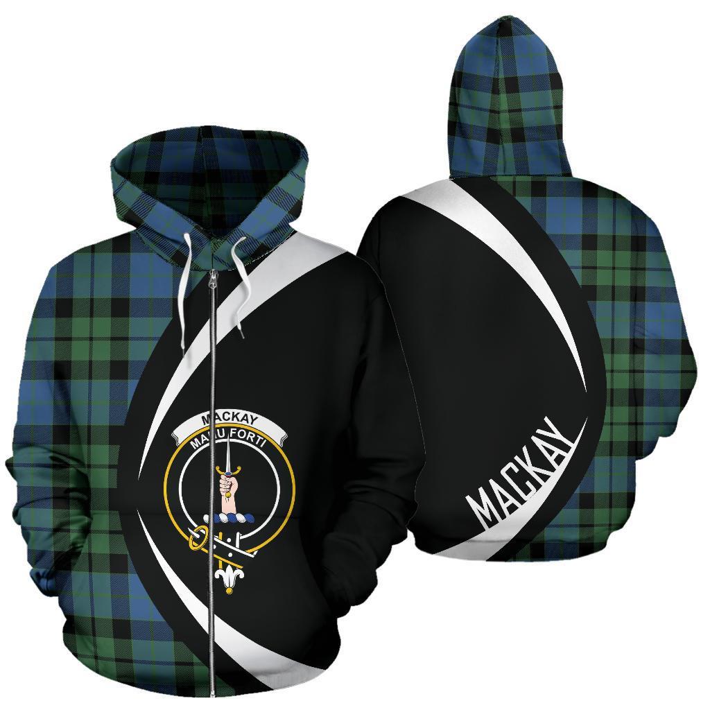 MacKay Ancient Tartan Crest Zipper Hoodie - Circle Style