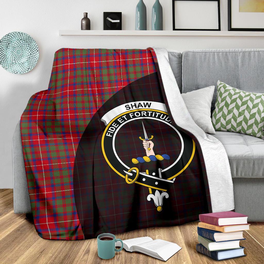 Shaw Red Modern Tartan Crest Blanket Wave Style