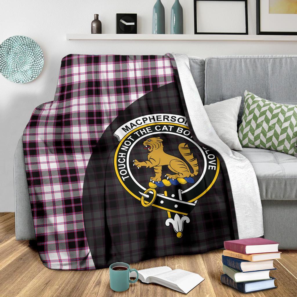 MacPherson Hunting Modern Tartan Crest Blanket Wave Style