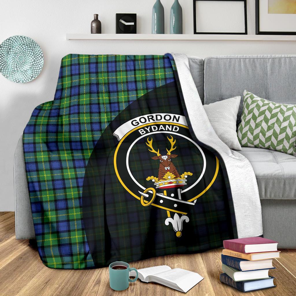 Gordon Old Ancient Tartan Crest Blanket Wave Style