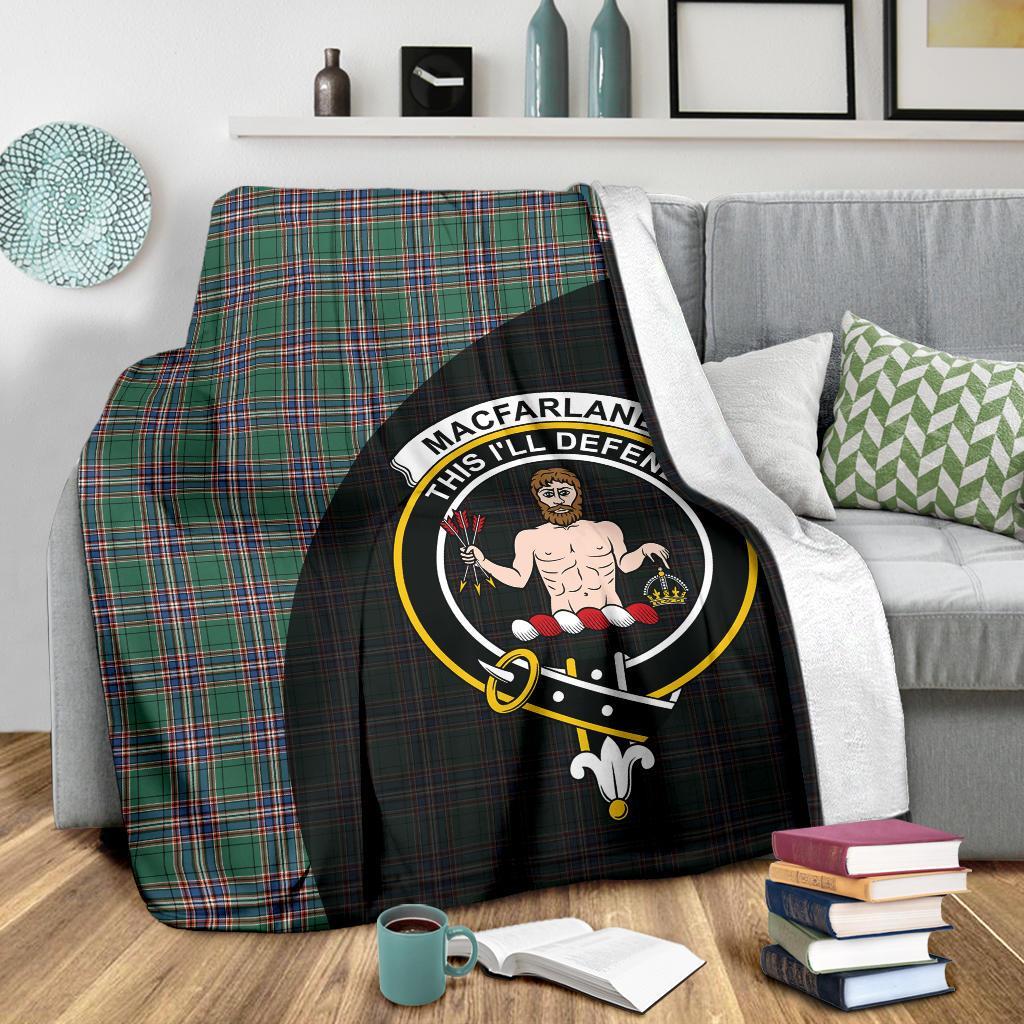 MacFarlane Hunting Ancient Tartan Crest Blanket Wave Style