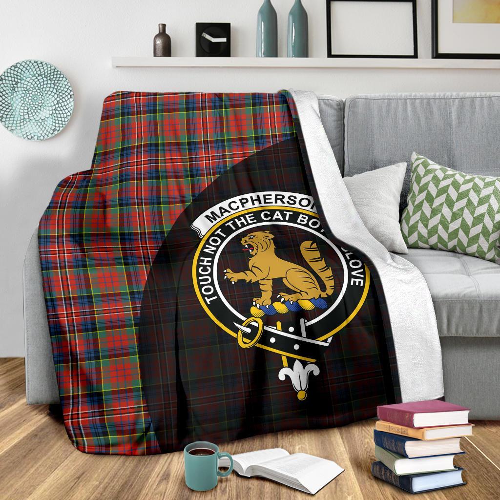 MacPherson Ancient Tartan Crest Blanket Wave Style