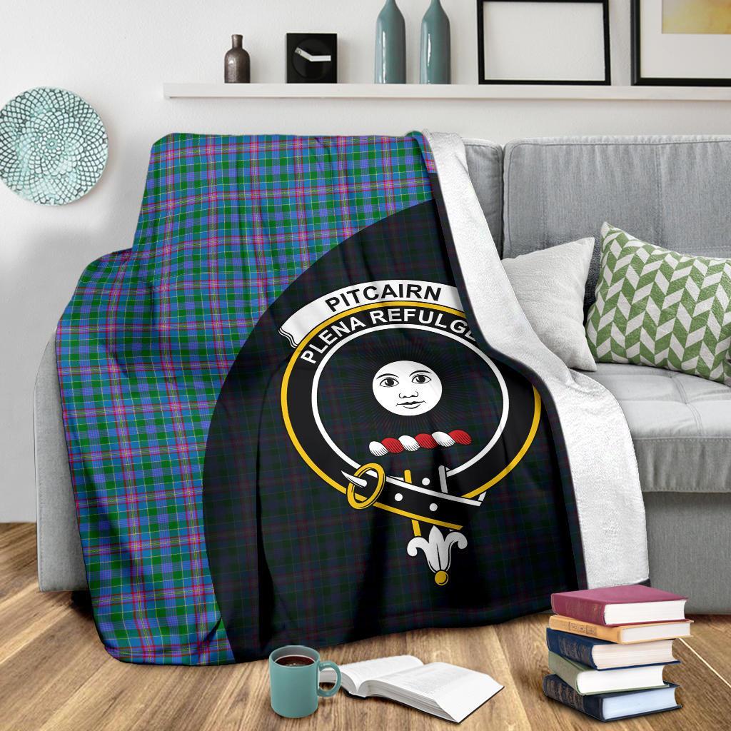 Pitcairn Hunting Tartan Crest Blanket Wave Style