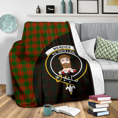 Menzies Green Modern Tartan Crest Blanket Wave Style