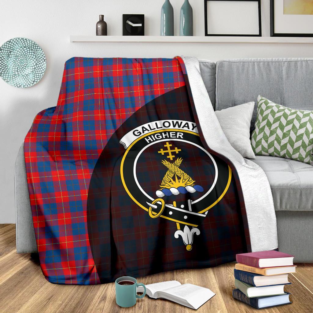 Galloway Red Tartan Crest Blanket Wave Style