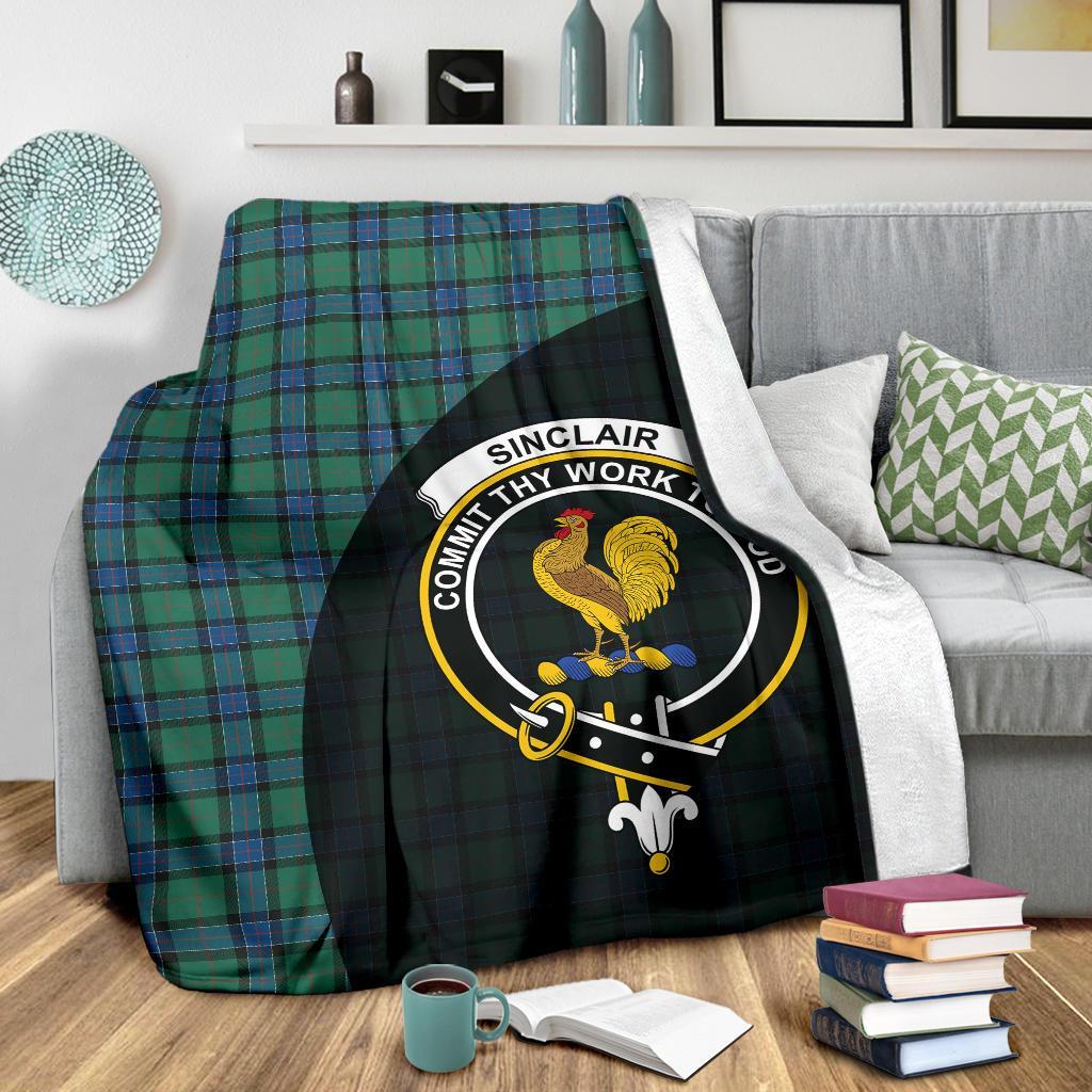 Sinclair Hunting Ancient Tartan Crest Blanket Wave Style