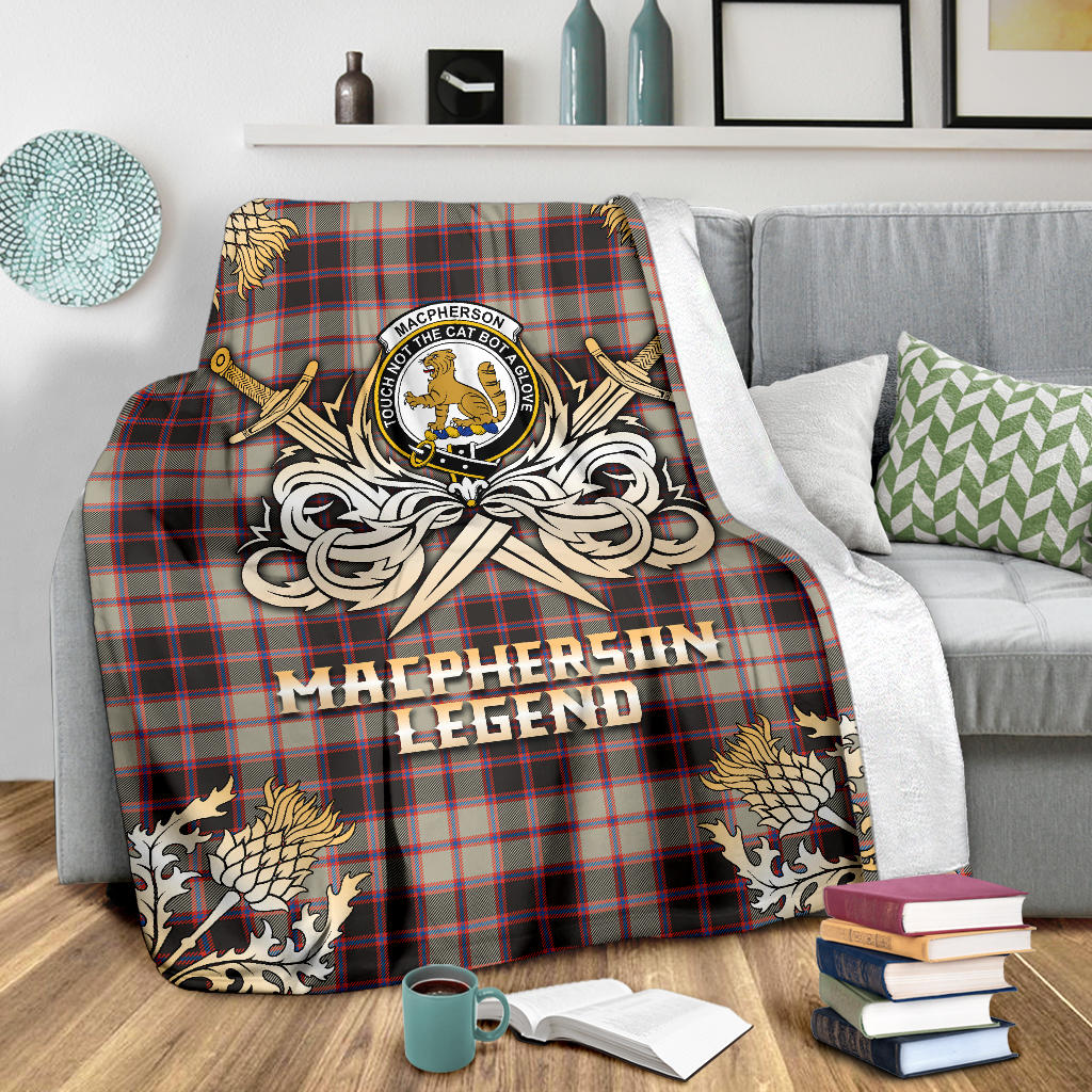 MacPherson Hunting Ancient Tartan Gold Courage Symbol Blanket - SP