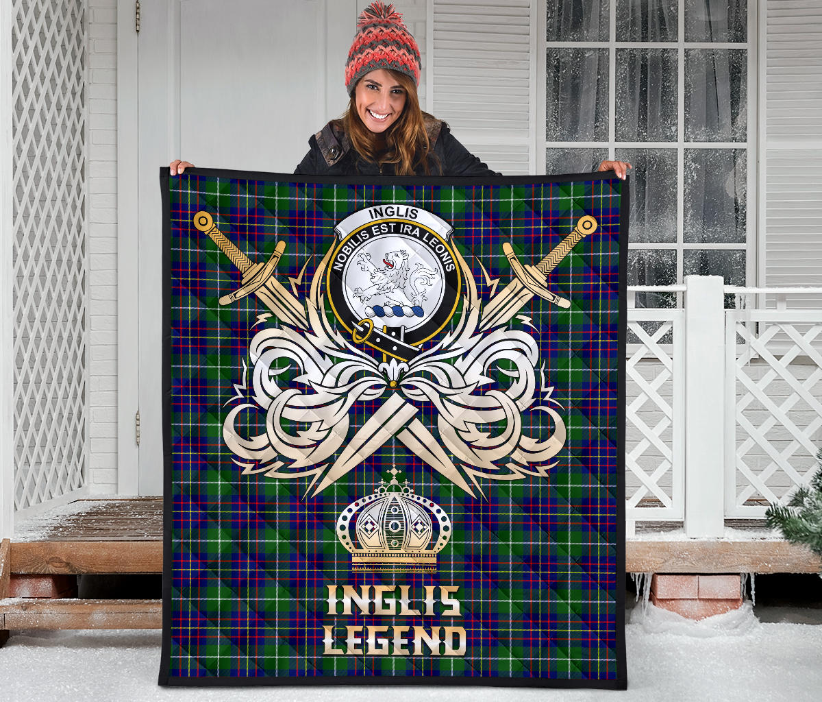 Inglis Modern Tartan Crest Legend Gold Royal Premium Quilt - SP