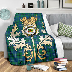 Douglas Ancient Tartan Crest Blanket - Gold Thistle Style