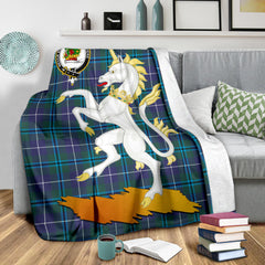 Douglas Modern Tartan Crest Blanket - Unicorn Style