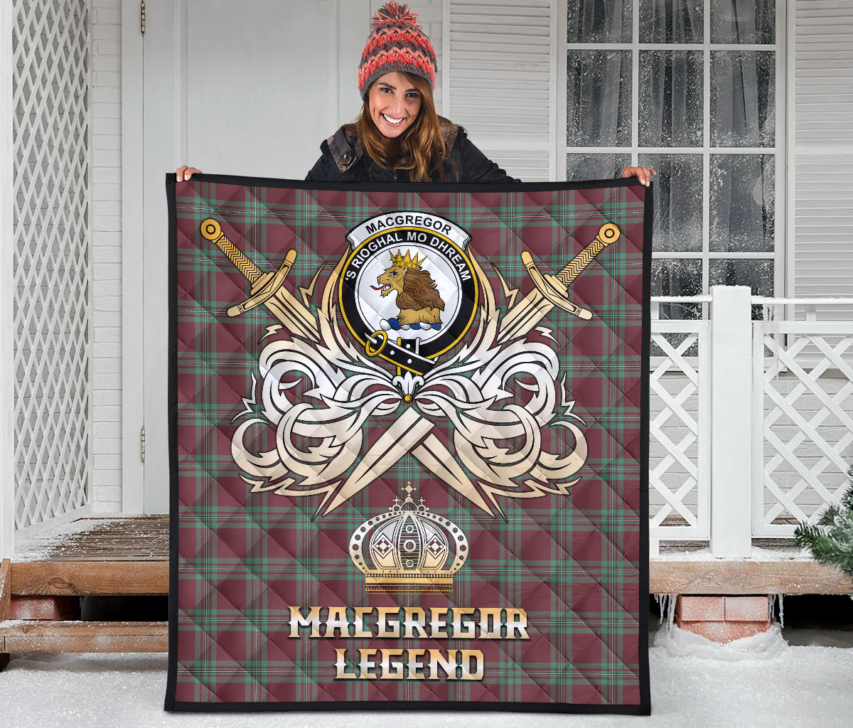 MacGregor Hunting Ancient Tartan Crest Legend Gold Royal Premium Quilt - SP