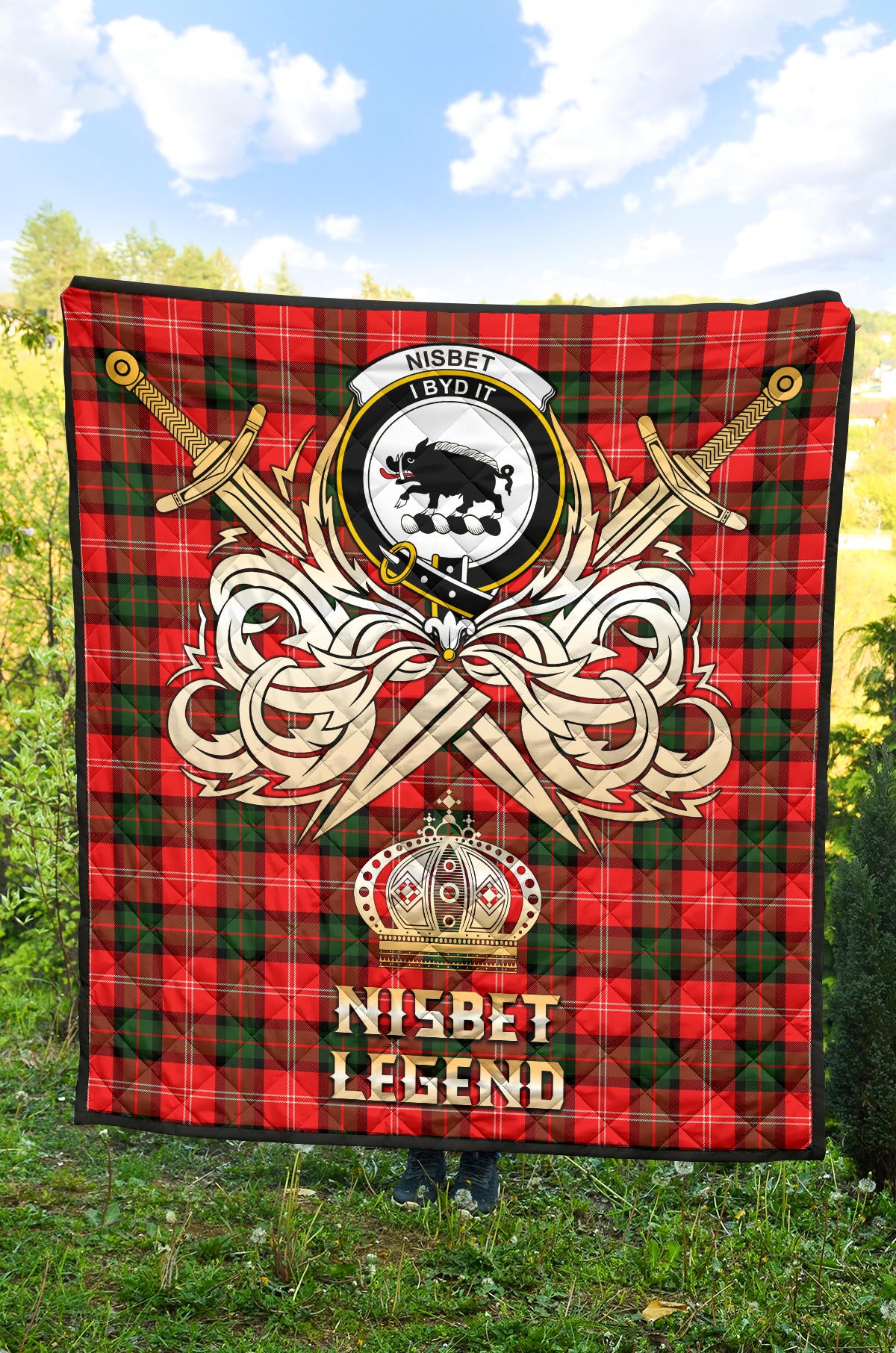 Nisbet Modern Tartan Crest Legend Gold Royal Premium Quilt SP