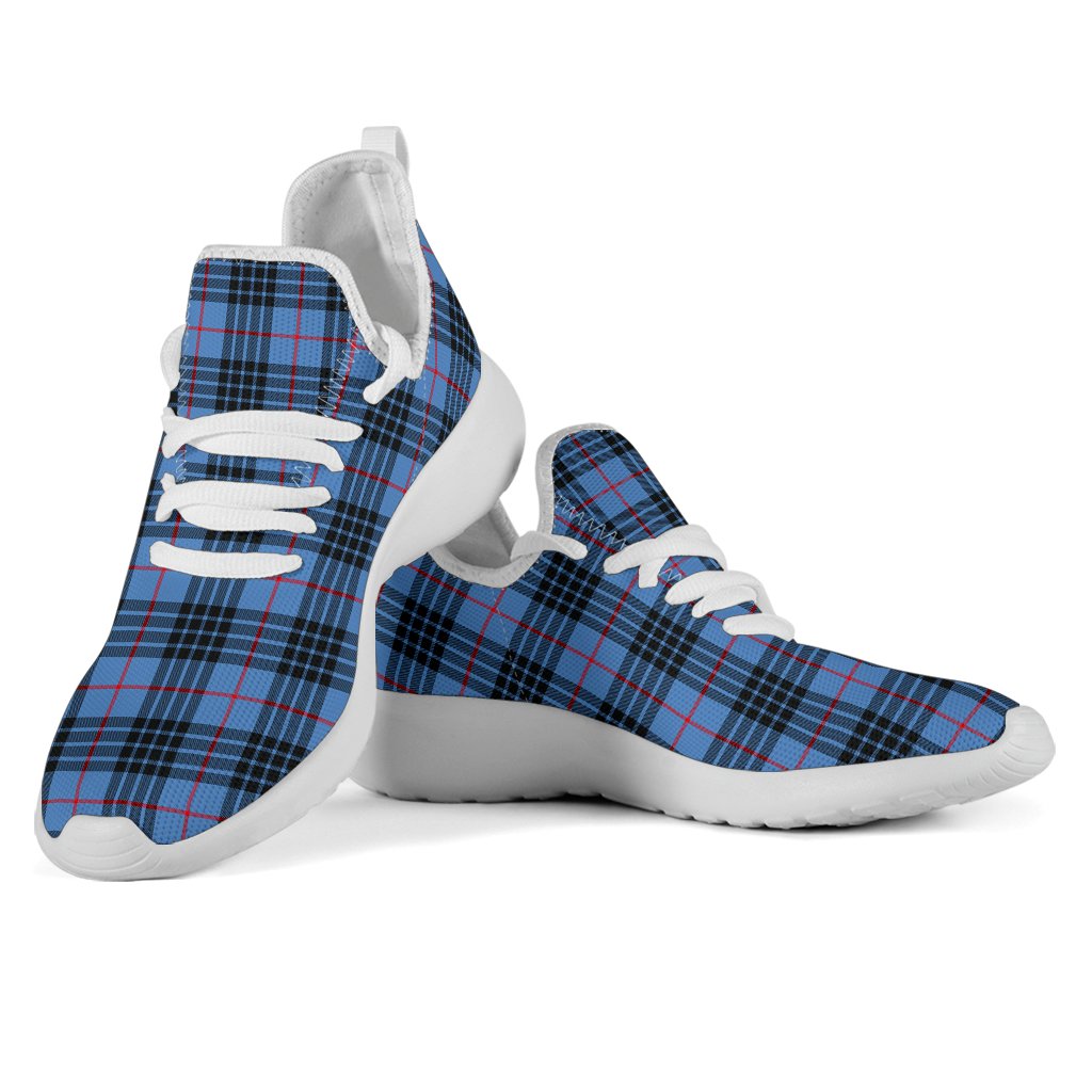 MacKay Blue Tartan Mesh Knit Sneakers