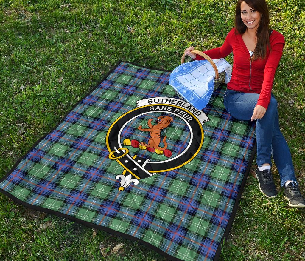 Sutherland Old Ancient Tartan Crest Quilt