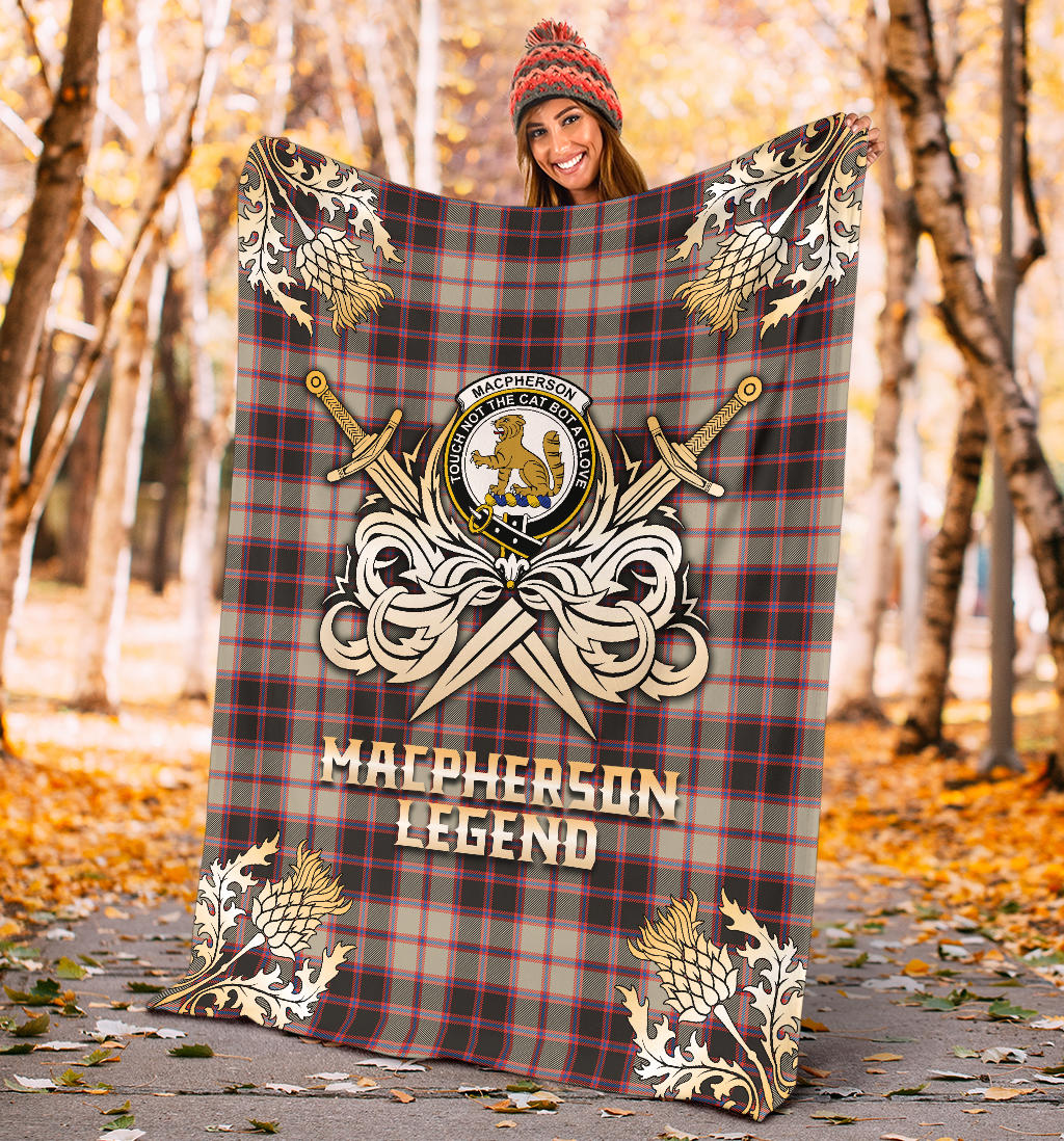 MacPherson Hunting Ancient Tartan Gold Courage Symbol Blanket - SP