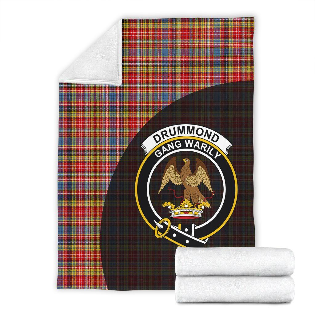 Drummond of Strathallan Tartan Crest Blanket Wave Style