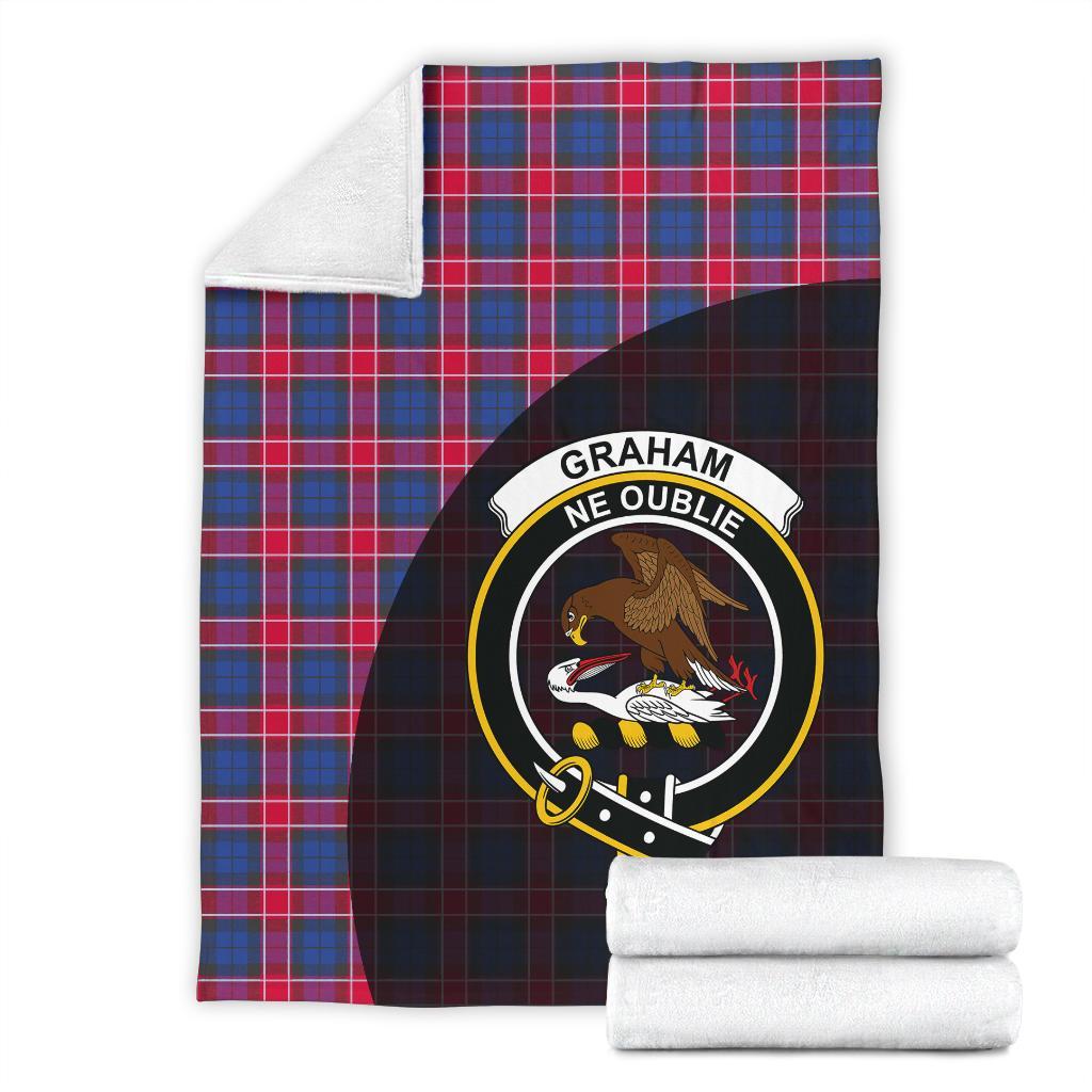 Graham of Menteith Red Tartan Crest Blanket Wave Style