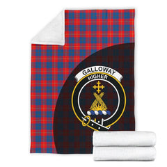 Galloway Red Tartan Crest Blanket Wave Style