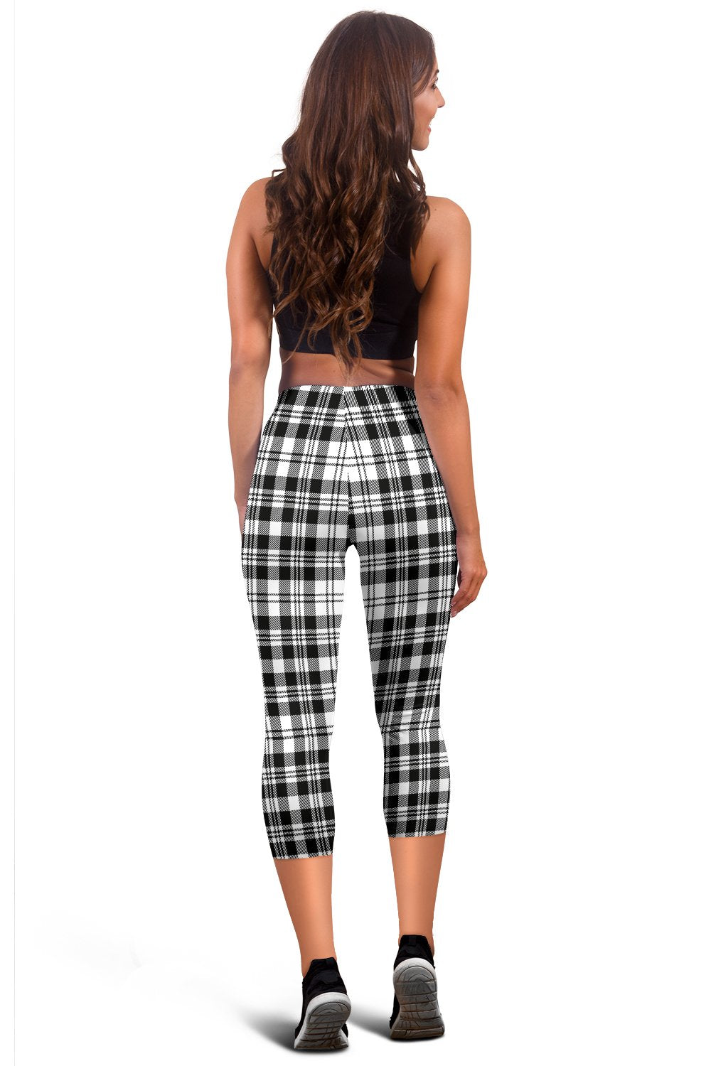 Scott Black & White Modern Tartan Capris Leggings