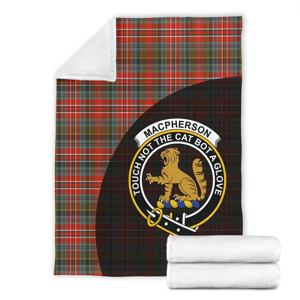 MacPherson Weathered Tartan Crest Blanket Wave Style