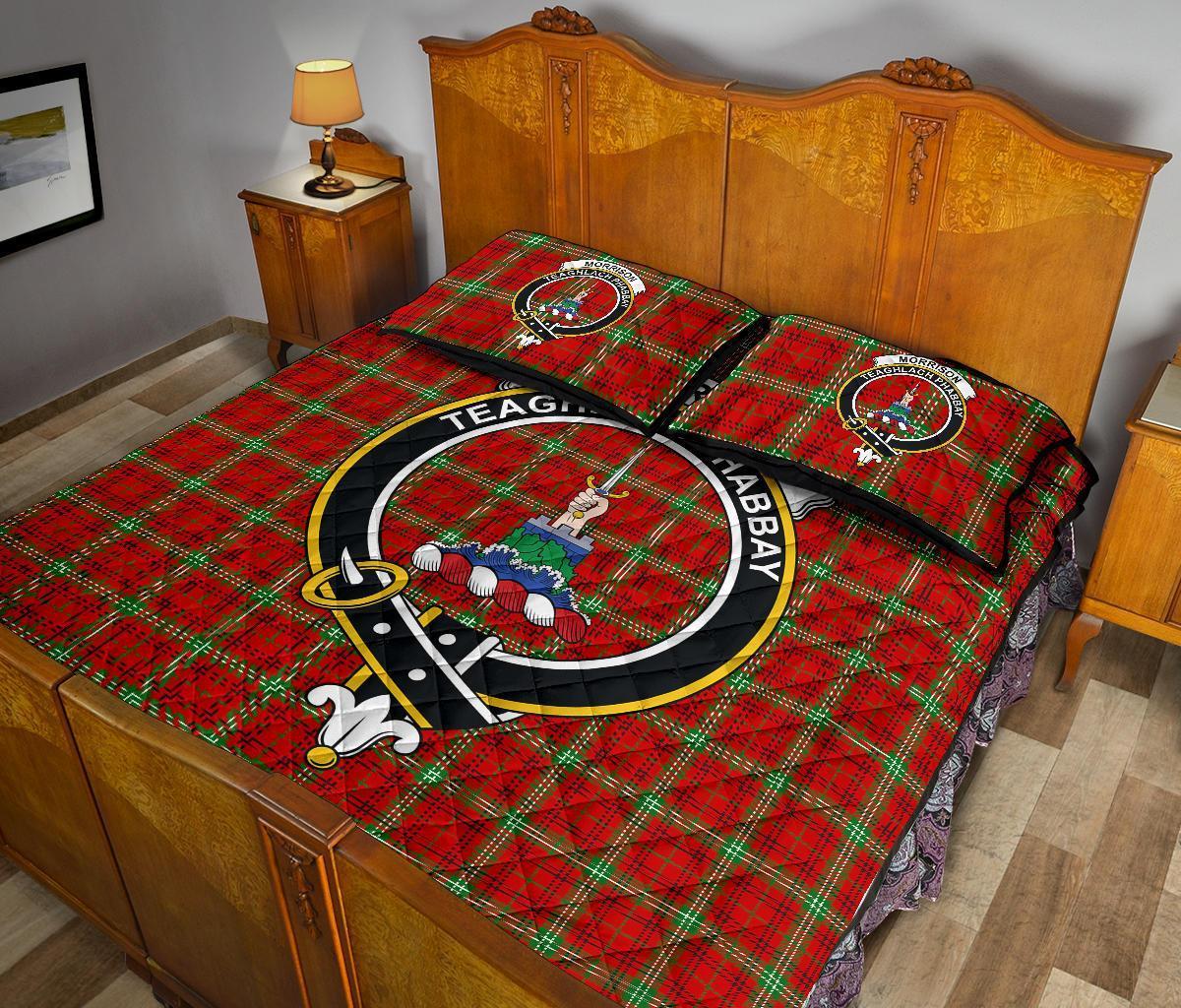 Morrison Red Modern Tartan Crest Quilt Bed Set