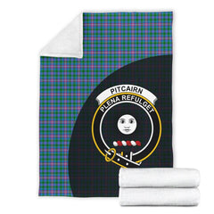 Pitcairn Hunting Tartan Crest Blanket Wave Style