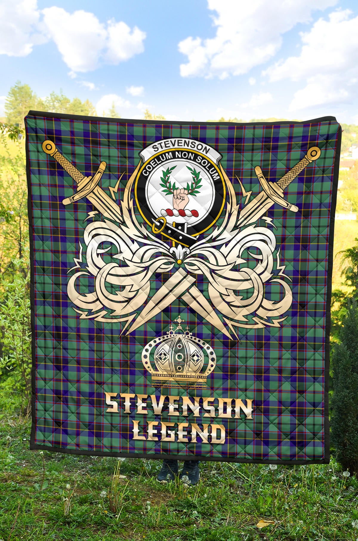 Stevenson Tartan Crest Legend Gold Royal Premium Quilt - SP