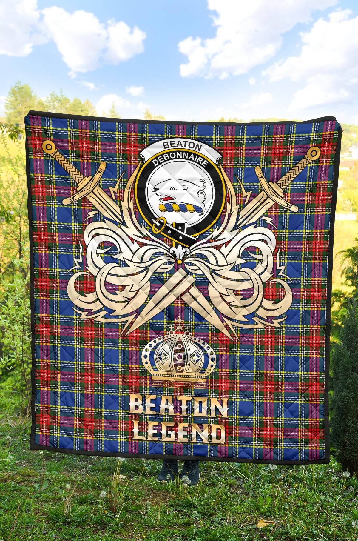 Beaton Tartan Crest Legend Gold Royal Premium Quilt - SP