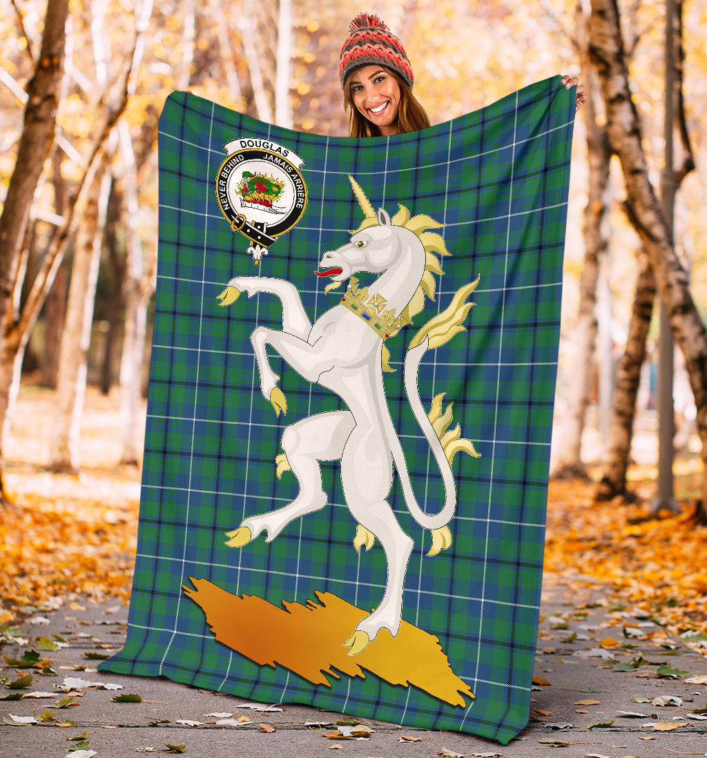 Douglas Ancient Tartan Crest Blanket - Unicorn Style