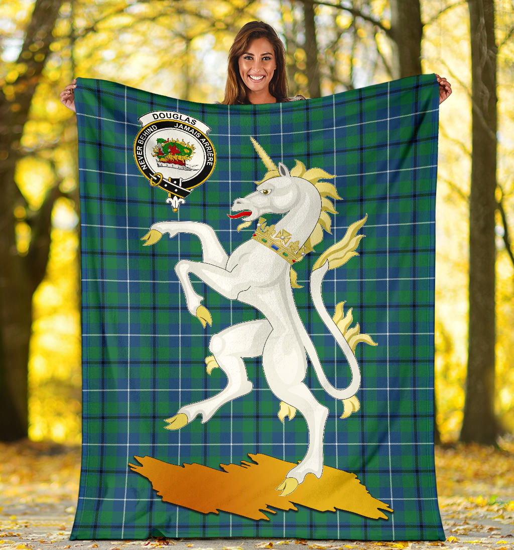 Douglas Ancient Tartan Crest Blanket - Unicorn Style