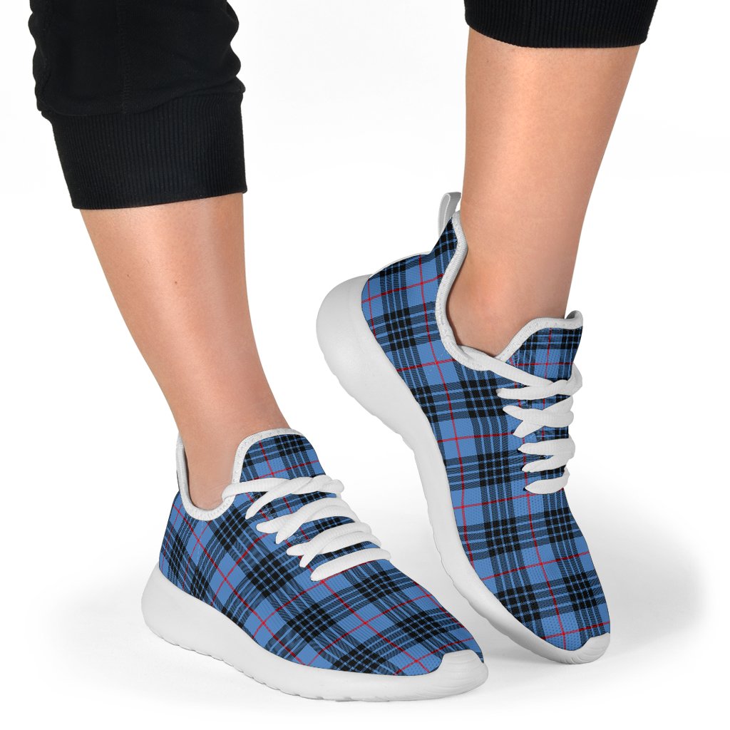 MacKay Blue Tartan Mesh Knit Sneakers