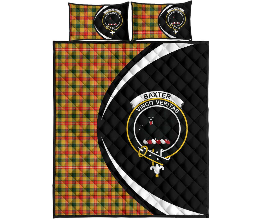 Baxter Modern Tartan Crest Circle Style Quilt Bed Set