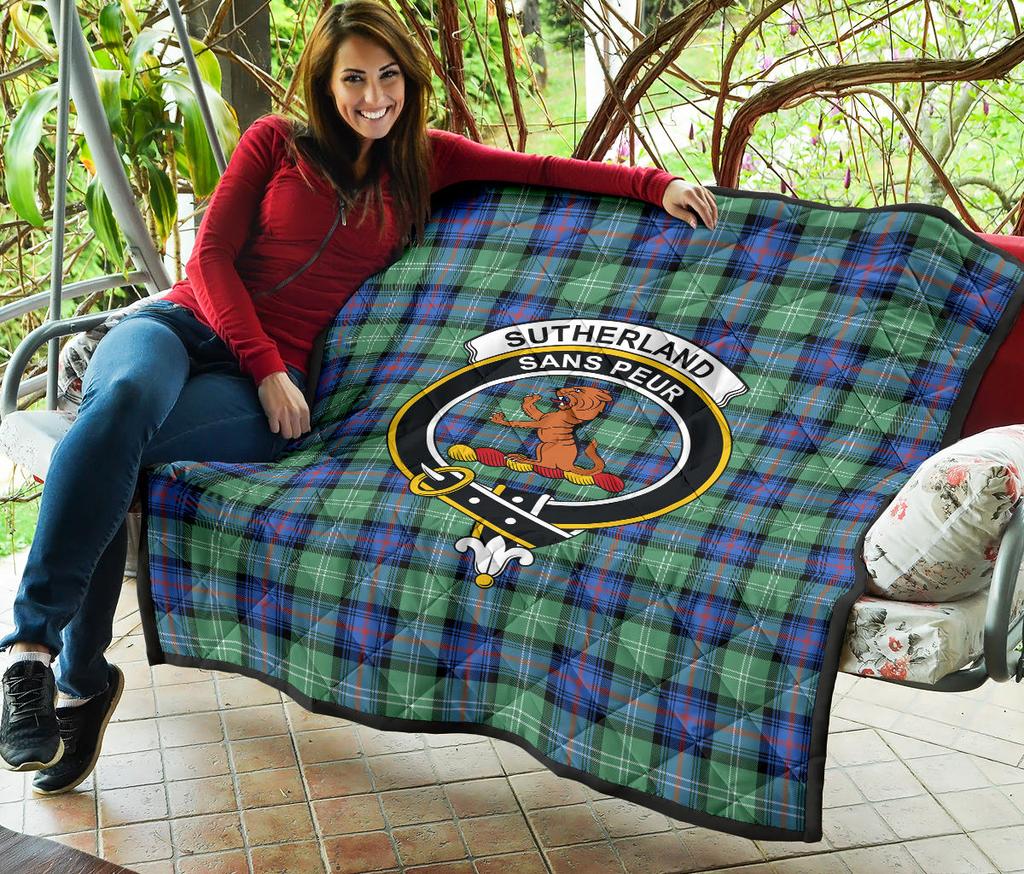 Sutherland Old Ancient Tartan Crest Quilt