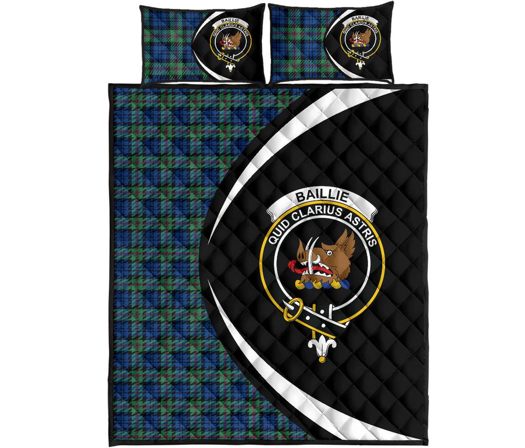 Baillie Ancient Tartan Crest Circle Style Quilt Bed Set